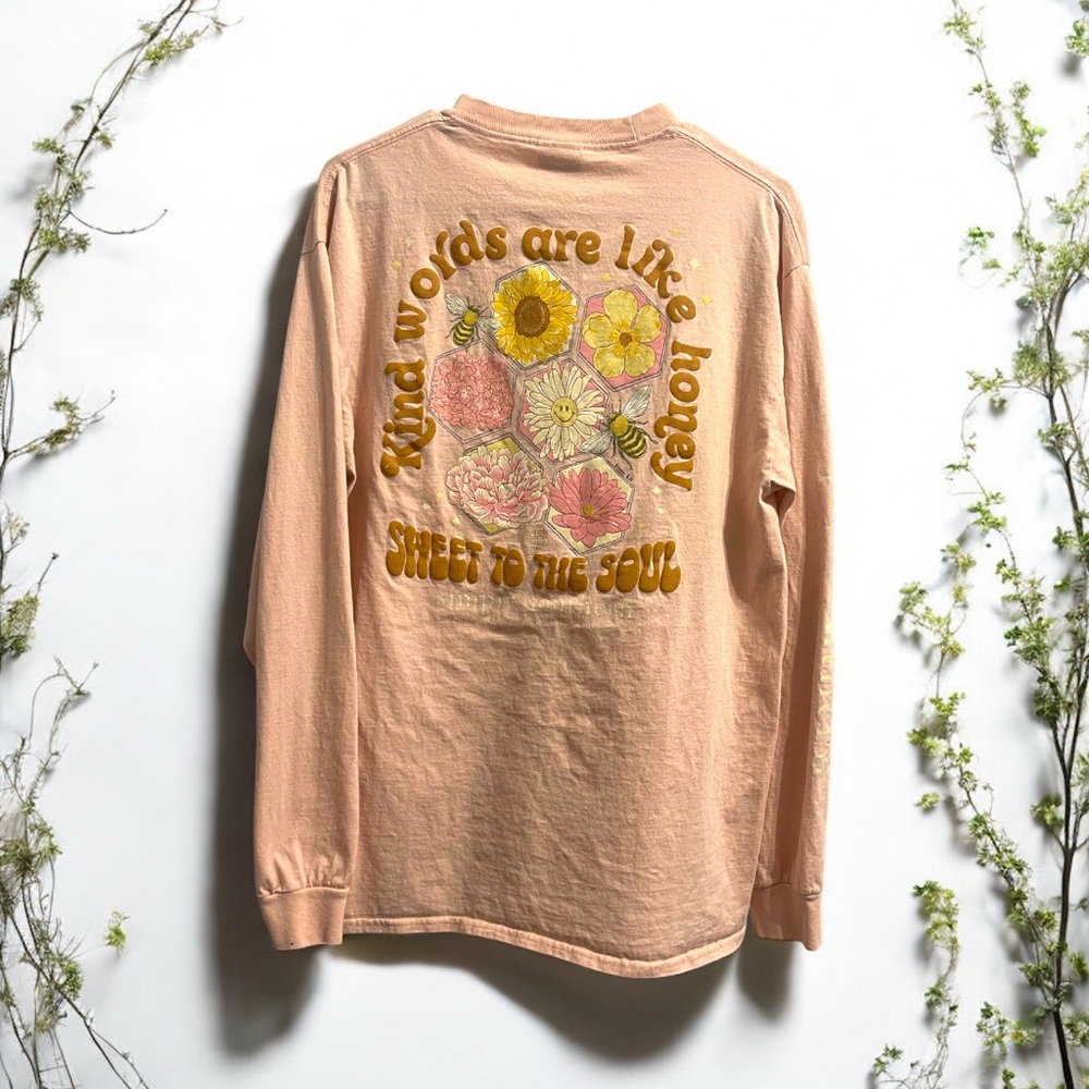 Simply Southern Ling Sleeve Blush Tee with Choose Kindness Message size L
